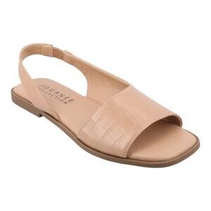Journee Women's Brinsley Slingback D'Orsay Flat Sandals Tan Size 8 1/2